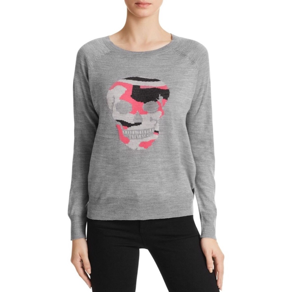 Aqua Gray Skull Sweater